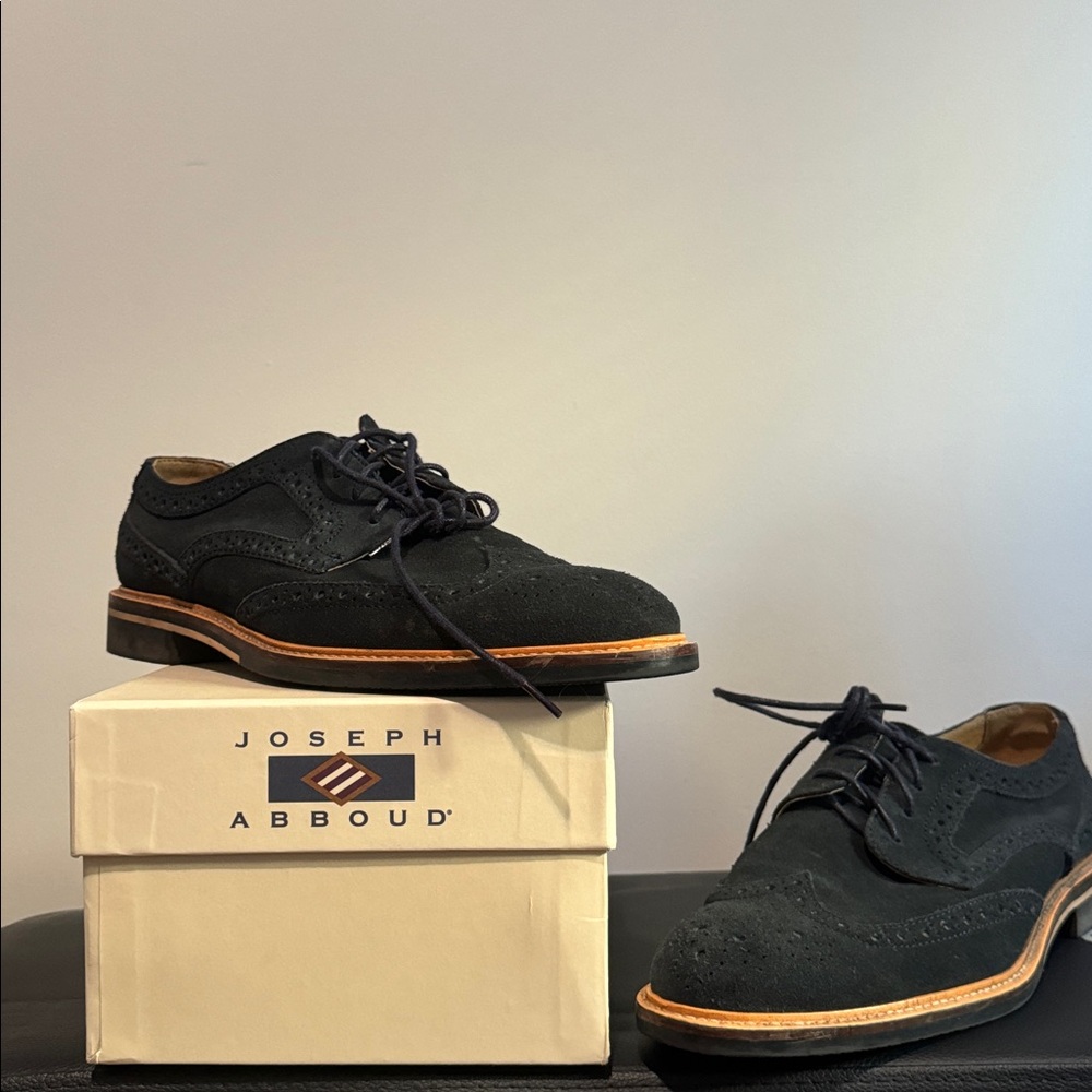 Joseph Abboud Black Suede Brogue Shoes